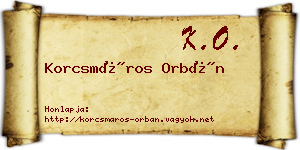 Korcsmáros Orbán névjegykártya